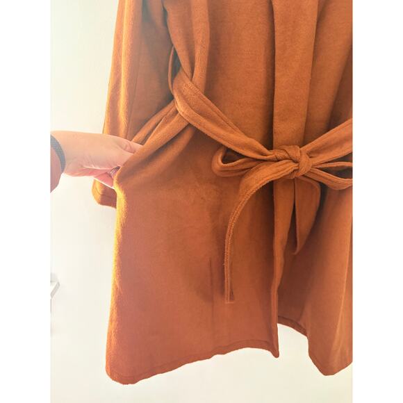 A New Day Wool Belted Overcoat XXL Brown Notched Lapel Long Jacket Coat - Picture 9 of 13